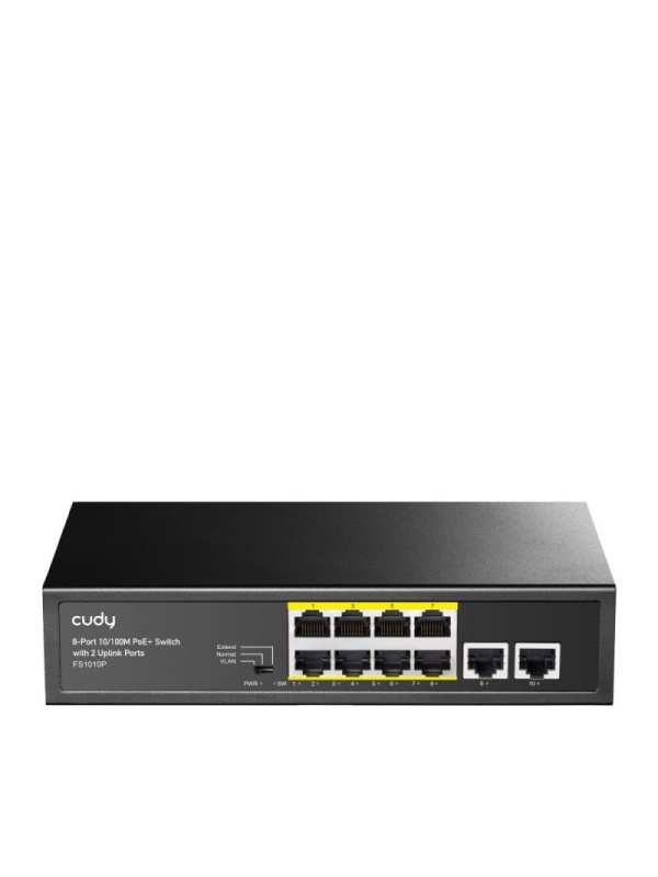 CUDY 8-Port 10/100M PoE+ Switch 2 UPLINK