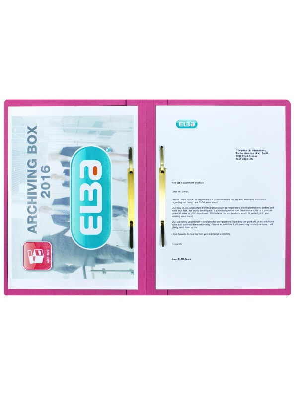 DOSAR SINA ELBA SMART A4, MECANISM DUBLU DE ARHIVARE, SINA DREAPTA/STANGA, CARTON 320G/MP, BLUE ANGEL, CAPACITATE 200 FILE, CULOARE ROSU