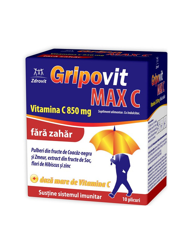 GRIPOVIT MAX C VITAMINA C 850MG FARA ZAHAR 10DZ