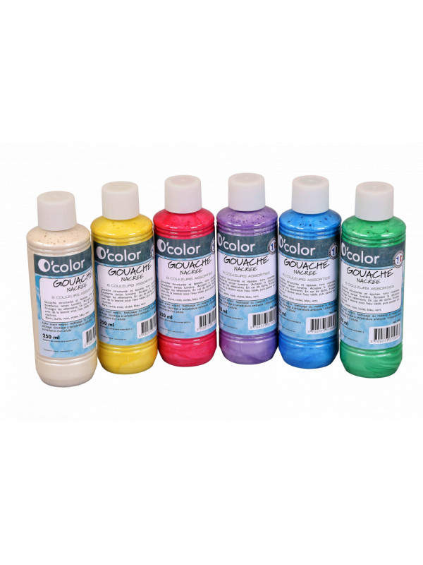 Guasa lavabila 6 x 250 ml, culori perlate