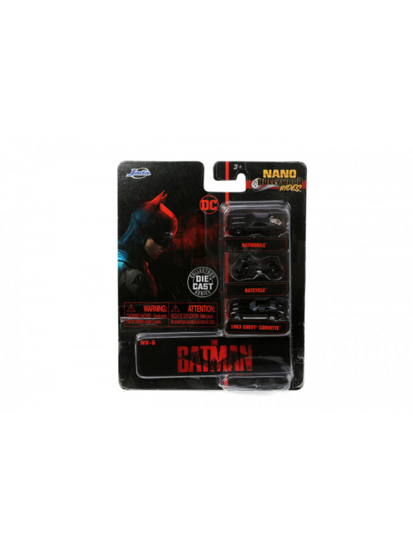Jada set 3 vehicule nano batman 4cm