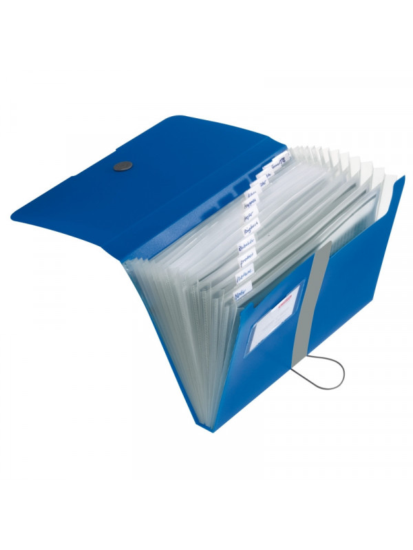 Mapa pp a4 eotg expandabila inchidere buton cu elastic 12 comp.artimente si index, albastru