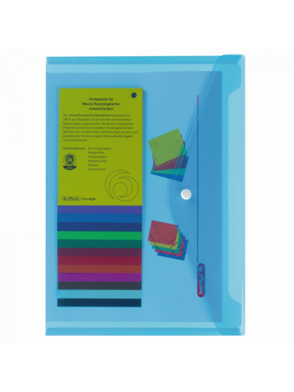 Mapa protectie a4 cu capsa de inchidere albastru transparent