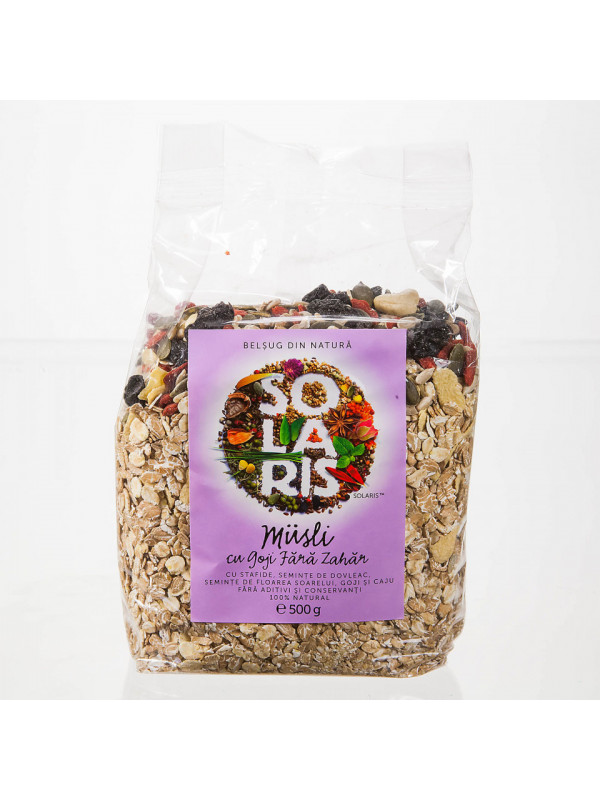 Musli cu goji fara adaos de zahar 500gr solaris