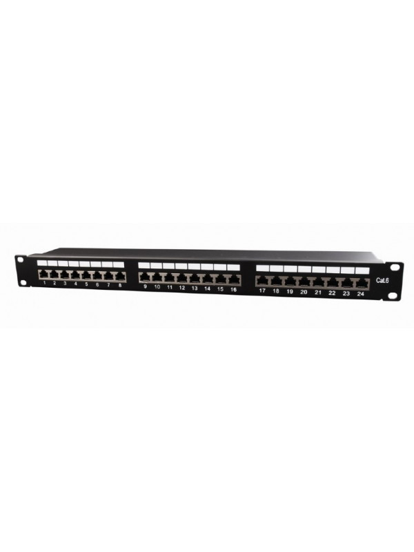 PATCH PANEL GEMBIRD 24 porturi, Cat6, 1U pentru rack 19", black, "NPP-C624-002"