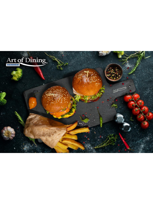 Platou ardezie drept. cu maner, 38x19cm