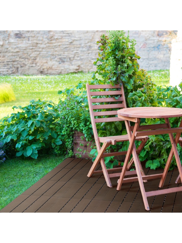Podea WPC - 4 lamele - 30 x 30 cm - maro deschis - 11 buc/pachet