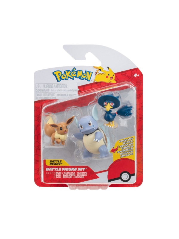 Pokemon - Set 3 figurine de actiune, Eevee #1, Murkrow, Wartortle W21