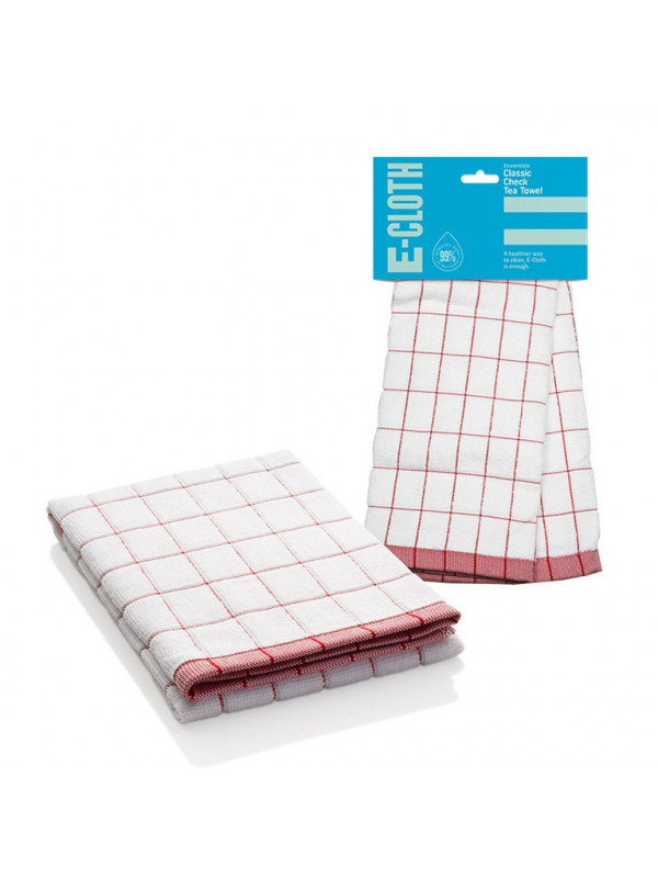 Prosop Premium E-Cloth de Bucatarie pentru Pahare, Farfurii de Portelan, Tacamuri, 60 x 40 cm, Alb Rosu