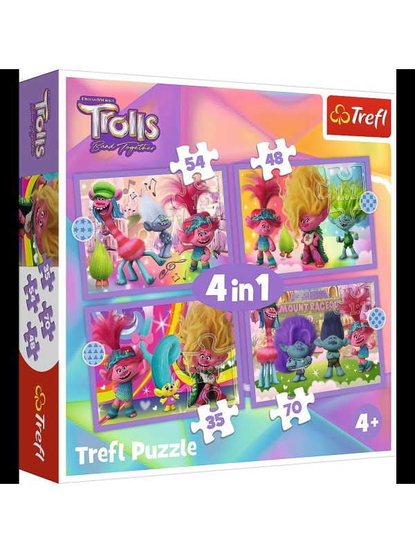 PUZZLES 4IN1 TROLII AVENTURILE TROLILOR COLORATI