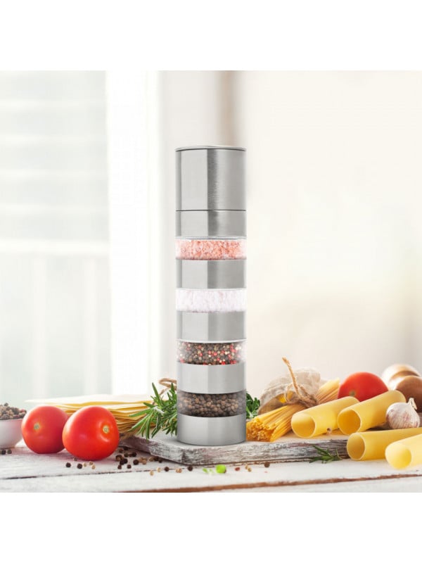 Râșniță pentru condimente 4 in 1 - inox - 5 x 21 cm - BEWELLO