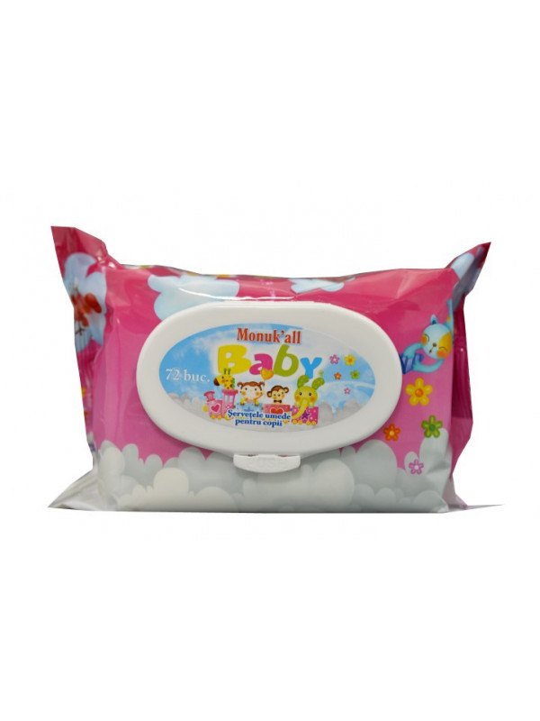 SERVETELE UMEDE CU CAPAC 72BUC PINK