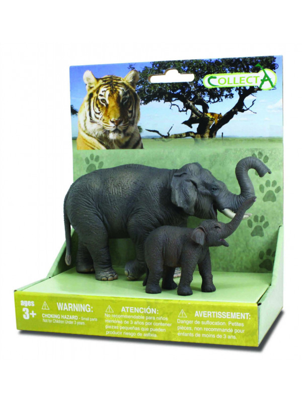 Set 2 Figurine Elefant Asiatic cu pui Collecta