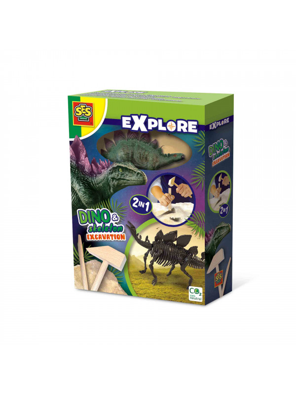 Set creativ Dino si excavarea scheletului 2 in 1 - Stegozaur