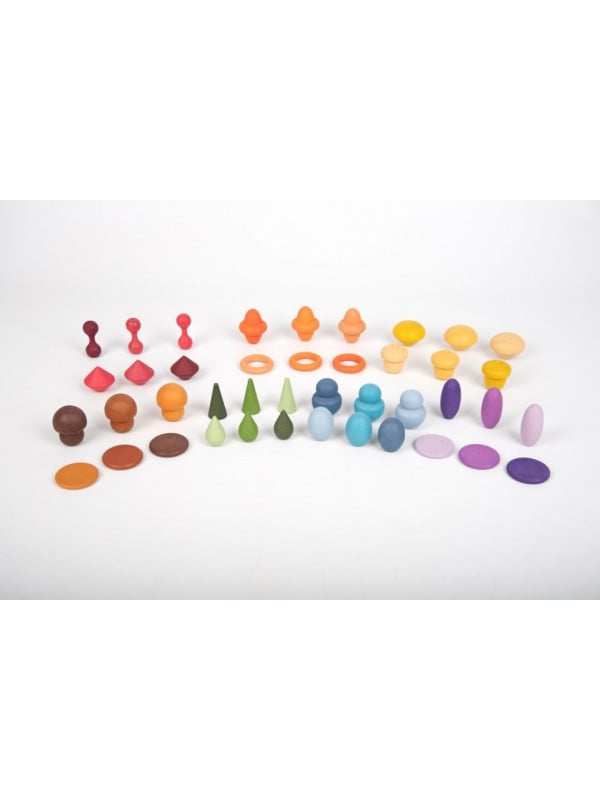 Set de 42 forme din lemn colorate pentru activitati educative Comorile Padurii