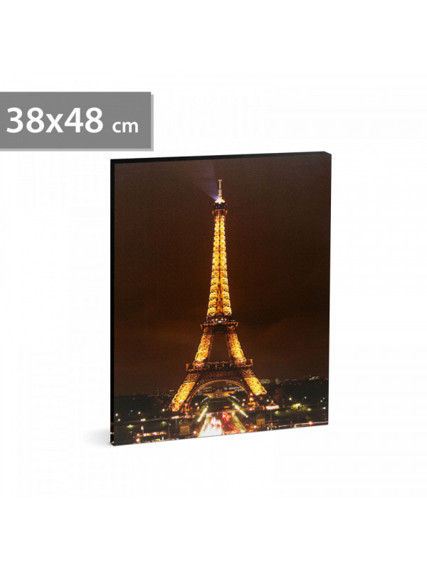 Tablou decorativ cu LED - „Turnul Eiffel” - 2 x AA, 38 x 48 cm