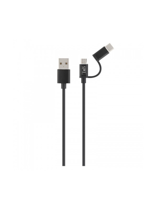 TNB microUSB / USB-C to USB CABLE charge, synchro, 1m, bk