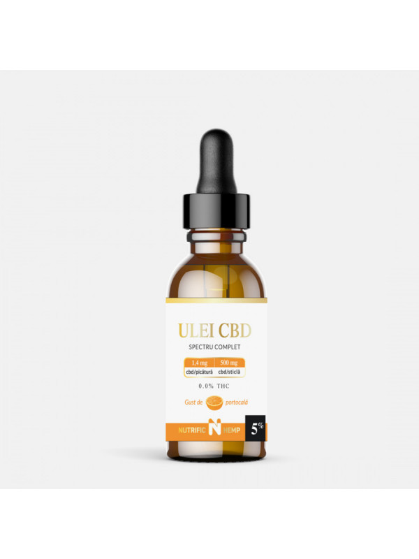 ULEI CBD 5% PORTOCALE, SPECTRU COMPLET, 500mg CBD/sticla 10ml NUTRIFIC