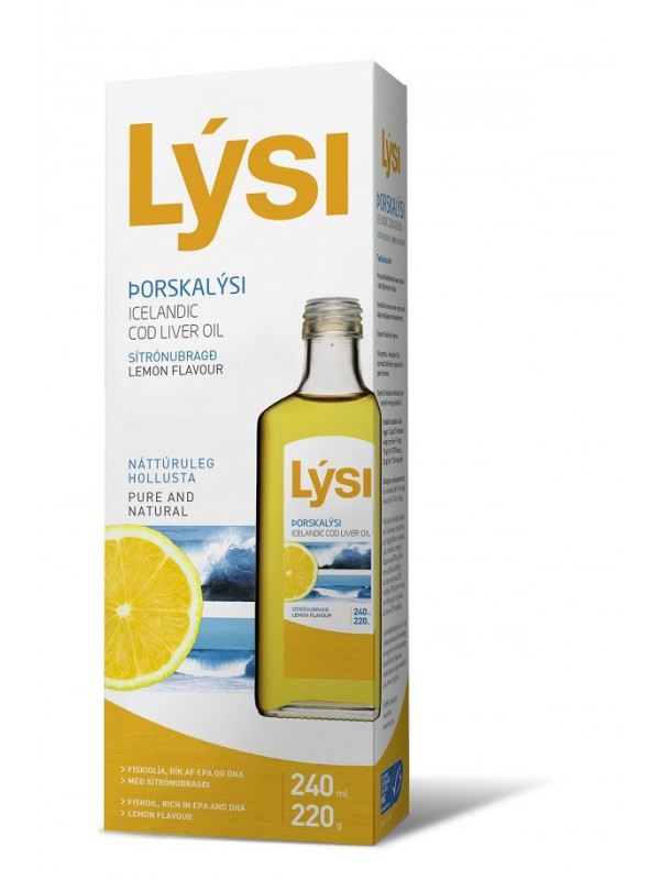 Ulei ficat de cod cu aroma lamaie 240 ml saga sanatate