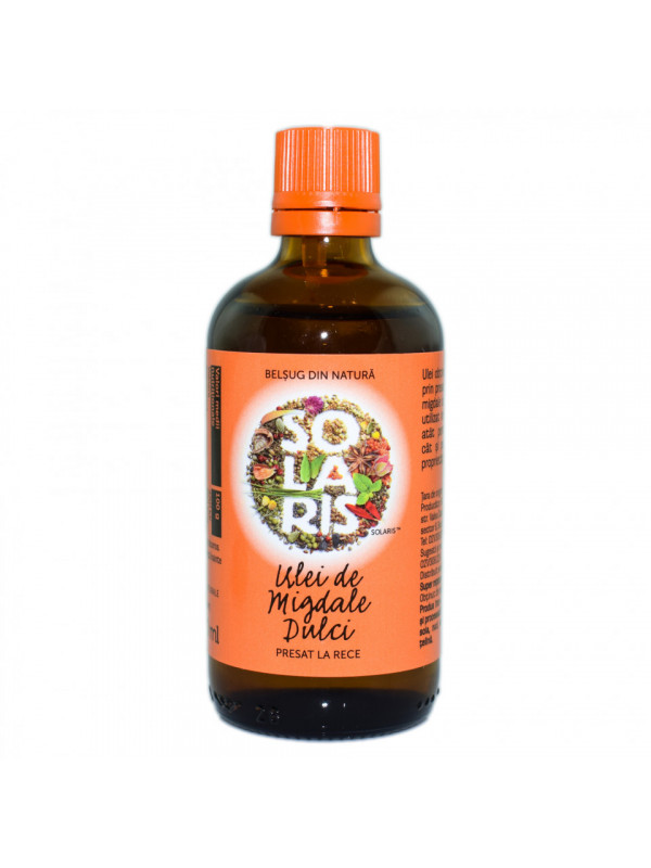 Ulei migdale dulci presat la rece 100ml sticla bruna solaris