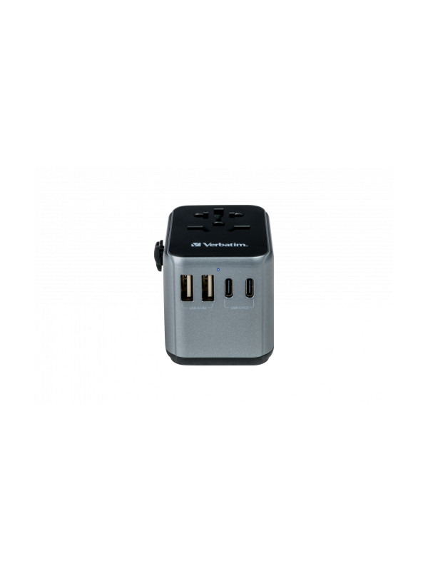 Verbatim UTA-03 Universal Travel Adapter with 1 x USB-C PD 30W & QC 3.0 / 2 x USB-C / 2 x USB-A