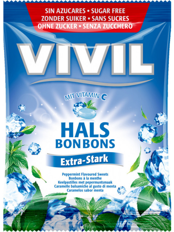 VIVIL BOMBOANE MENTA CU VIT.C FARA ZAHAR 60GR (EXTRA STARK)