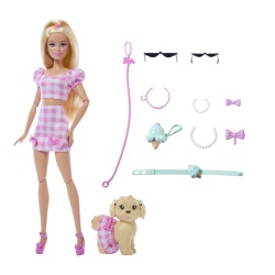 BARBIE TWINNING LOOKS SET PAPUSA BARBIE BLONDA SI CATEL CU ACCESORII - Img 2
