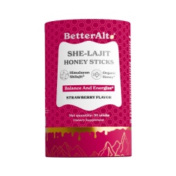 Better Alt She-lajit Honey Sticks, Pliculete De Shilajit Din Himalaya Si Extract De Shatavari Cu Aroma De Capsuni, 30 Pliculete