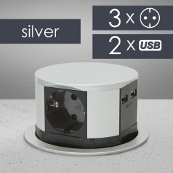 Bloc multipriza incorporabil, 3 prize + USB - Img 1