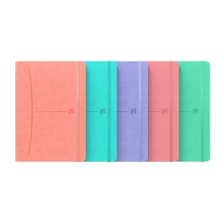 CAIET PREMIUM CU ELASTIC OXFORD SIGNATURE, A5 80F, HARTIE OPTIK 90G/MP, SCRIBZEE, COPERTA RIGIDA, SEMN CARTE, BUZUNAR INTERIOR PLIABIL PE COPERTA SPATE, COLTURI ROTUNJITE, PAGINA INFO PERSONALE, PATRATELE, DIVERSE CULORI PASTEL