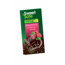 Ciocolata amaruie cu seminte canepa si zmeura cu indulcitor stevie 90gr "sweet & safe" sly nutritia
