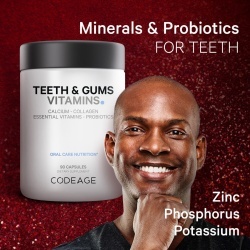 Codeage Teeth & Gums Vitamins, Daily Multivitamins & Minerals + Collagen, Complex De Vitamine, Minerale Si Colagen Pentru Dinti Si Gingii, 90 Cps - Img 6