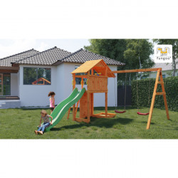 Complex joaca din lemn Smart 2 cu leagane, zid de catarat si turn Fungoo - Img 2