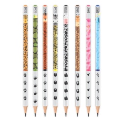 Creion grafic cu cu pattern animale HB, set 8 creioane - Img 2