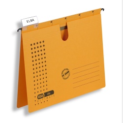 DOSAR SUSPENDAT CU SINA ELBA ULTIMATE A4, CARTON 240G/MP, BLUE ANGEL, CAPACITATE 200 FILE, ORIFICIU DEGET PENTRU MANEVRARE, PORTETICHETA, CULOARE GALBEN