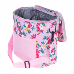 Geanta termoizolanta pentru picnic sau plaja, capacitate 11l, culoare Roz cu flori - Img 1