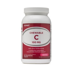 Gnc Chewable C 100 Mg, Vitamina C Masticabila Pentru Copii, Cu Bioflavonoide, Acerola Si Pudra De Macese,180 Tb