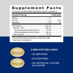 Gnc Triple Strength Fish Oil, Ulei De Peste Mini Capsule, 60 Cps - Img 5