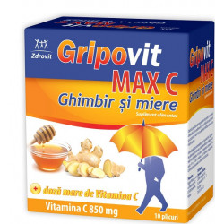 GRIPOVIT MAX C VITAMINA C 850MG GHIMBIR&MIERE 10DZ