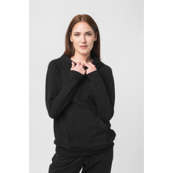 Hanorac coton dantela femei black-l - Img 2