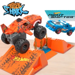 HOT WHEELS MONSTER TRUCK MEGA SET CONSTRUCTIE CURSA TIGER SHARK CHOMP - Img 2