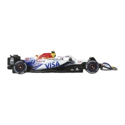 HOT WHEELS PREMIUM REAL RIDERS FORMULA 1 2024 MASINUTA METALICA VISA CASH APP RACING BULLS FORMULA ONE TEAM SCARA 1 LA 64 - Img 4