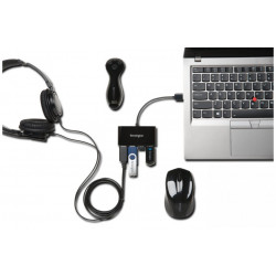 HUB extern KENSINGTON, porturi USB: USB 2.0 x 4, conectare prin USB 2.0, cablu 0.1 m, negru, "K39120EU" - Img 3