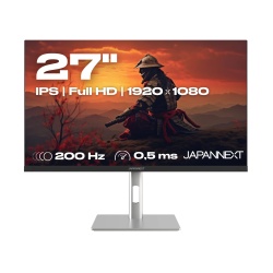JAPANNEXT Monitor 27" IPS 200Hz 0.5ms Full HD, Height & Tilt Adjustment (HSP) Integrated Speaker, G-Sync/FreeSync