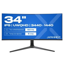 JAPANNEXT Monitor Curbat 34" IPS UHD (3440x1440) HDR, HDCP, PIP, DP, HDMI, Speakers, USB-C (+ charge 65W), VESA