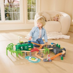 Jucarie din lemn - Tren in cutie tip locomotiva - Img 3