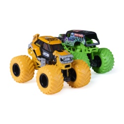 MONSTER JAM SET 2 MASINUTE METALICE JCB DIGATRON SI GRAVE DIGGER SCARA 1 LA 64 - Img 2