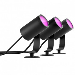 Pachet 3 spoturi LED RGB pentru exterior Philips Lily Hue, 3x8W (49W), 600 lm, lumina alba si colorata, IP65, 19.4 cm - Img 1
