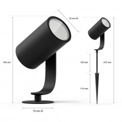 Pachet 3 spoturi LED RGB pentru exterior Philips Lily Hue, 3x8W (49W), 600 lm, lumina alba si colorata, IP65, 19.4 cm - Img 4