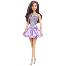 PAPUSA BARBIE FASHIONISTA BRUNETA CU ROCHIE MOV SI COLIER - Img 2